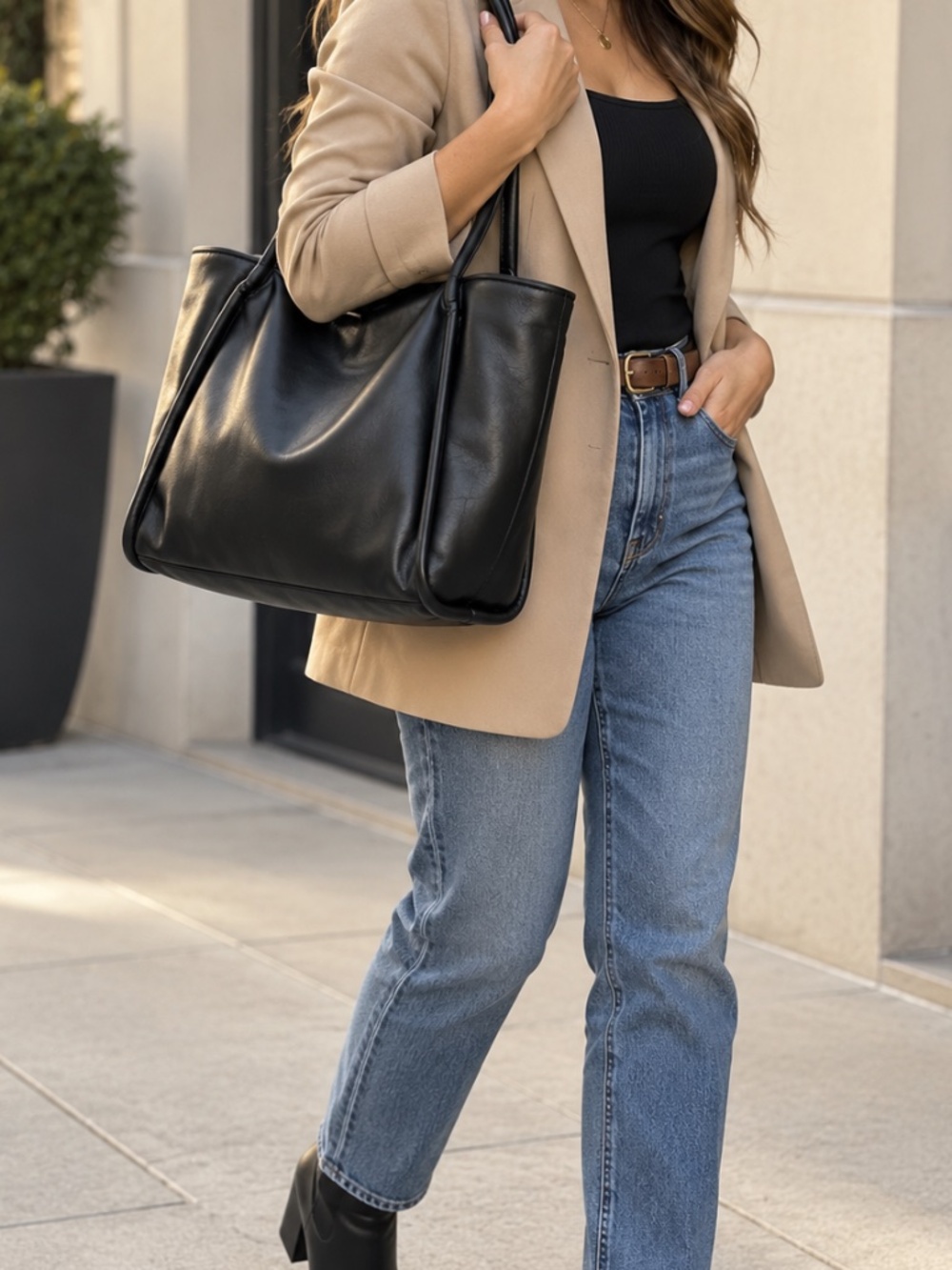 Faux Leather Black Purse